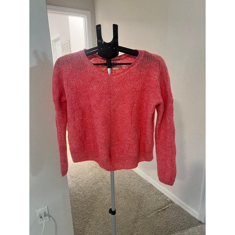 by Anthropologie Oversized Pink Crewneck Knot Sweater NWOT Size Small